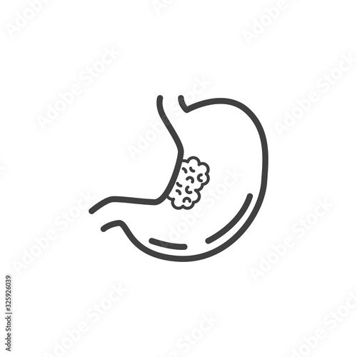 Stomach cancer line icon. linear style sign for mobile concept and web design. Stomach ulcer outline vector icon. Symbol, logo illustration. Vector graphics