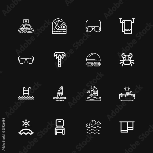 Editable 16 beach icons for web and mobile