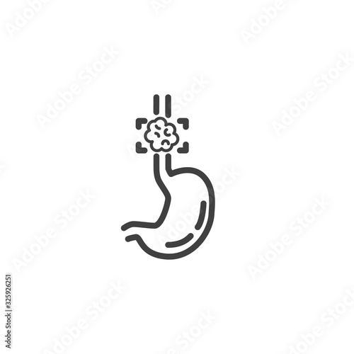 Esophageal cancer line icon. linear style sign for mobile concept and web design. Esophageal tumor cancer outline vector icon. Symbol, logo illustration. Vector graphics