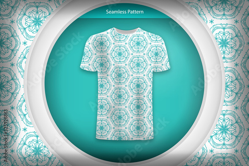 Fototapeta Seamless floral background. Abstract pattern, used on t-shirt mock up. Design for prints, wallpaper, textile. Vector illustration.