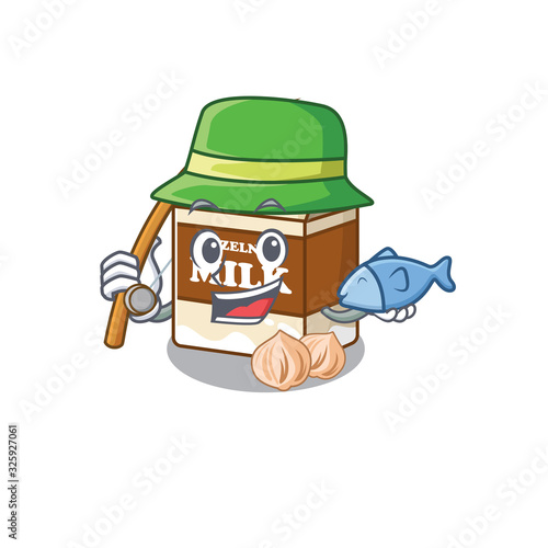 A Picture of happy Fishing hazelnut milk design