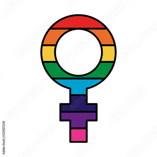 female gender flag gay with rainbow colors