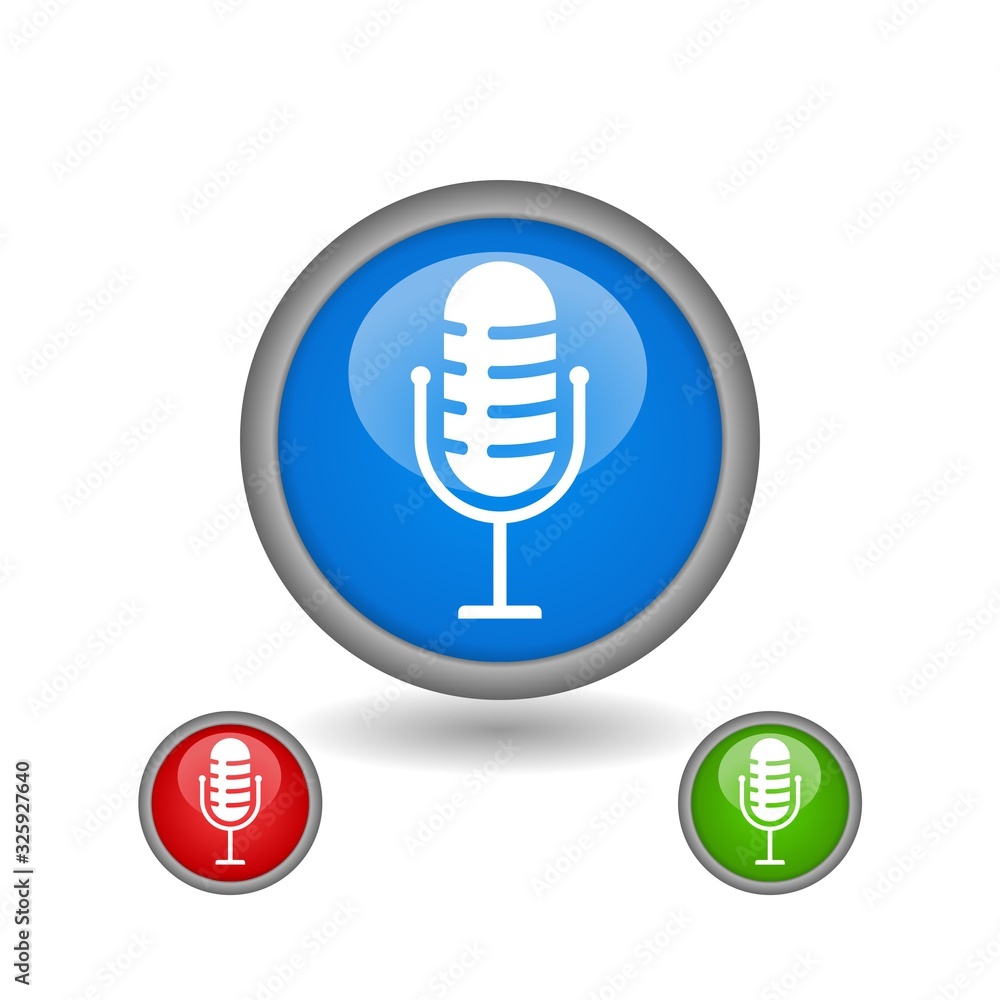 The microphone icon in a fashionable flat style . Logo, application, user interface. Podcast radio icon.vector design The microphone icon in a fashionable flat style . Logo, application, user interface. Podcast radio icon.vector design