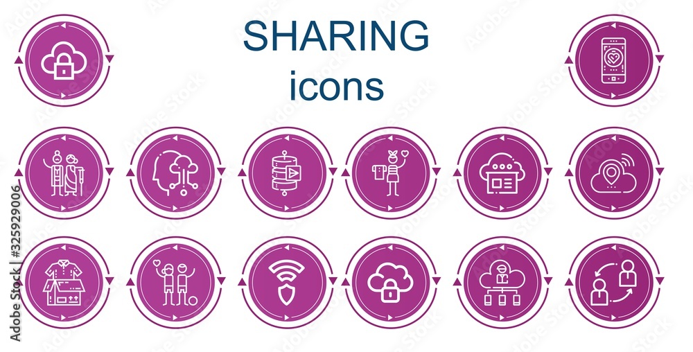 Editable 14 sharing icons for web and mobile Editable 14 sharing icons for web and mobile