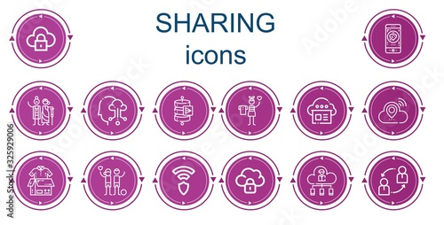 Editable 14 sharing icons for web and mobile