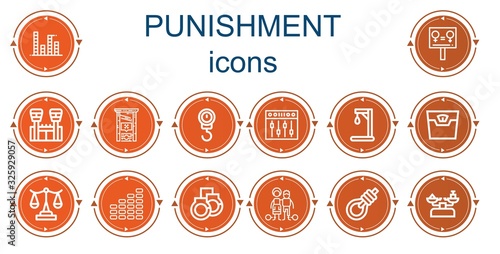 Editable 14 punishment icons for web and mobile