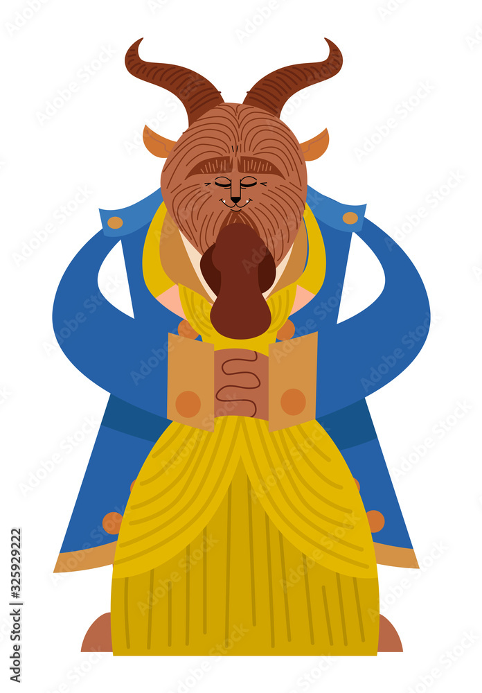 Fototapeta premium beautiful lady with romantic beast