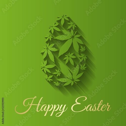 Easter egg with marijuana  leaves vector illustration