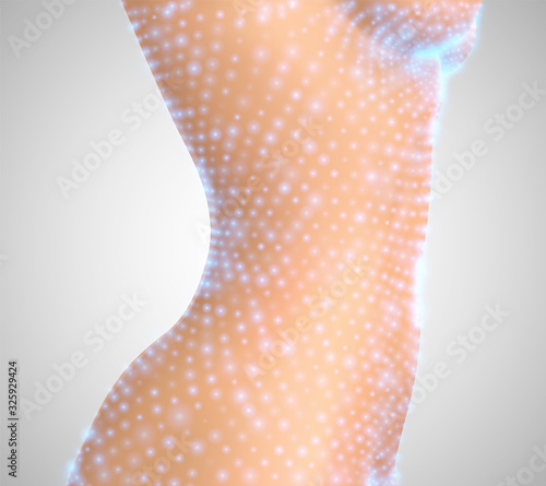 vector female body on a white background. photo realistic mesh