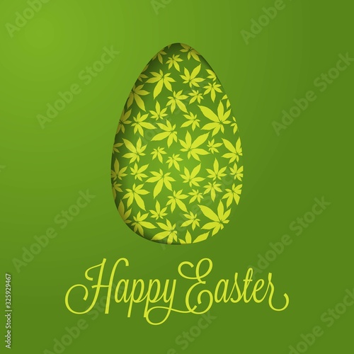 Easter egg with marijuana  leaves vector illustration
