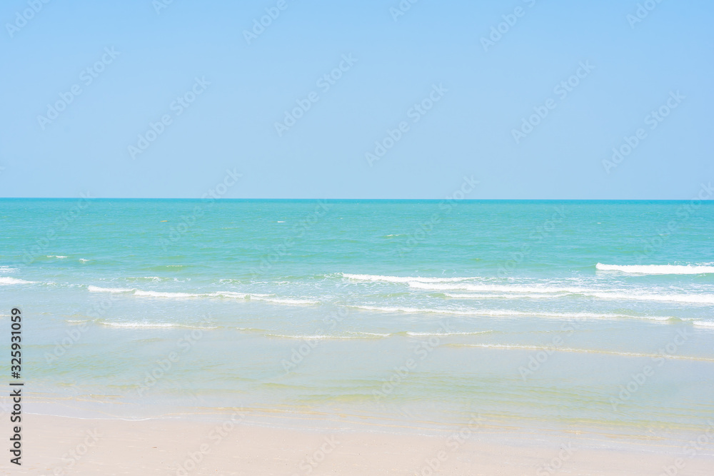 Beautiful tropical nature of beach sea ocean with blue sky