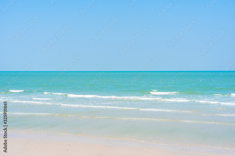 Beautiful tropical nature of beach sea ocean with blue sky