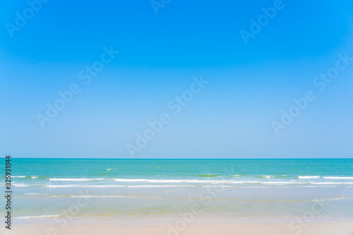 Beautiful tropical nature of beach sea ocean with blue sky