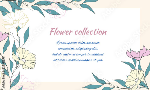 Spring greeting banner with delicate flowers. Vector floral text frame for invitation  congratulations on March 8 and mother s day.