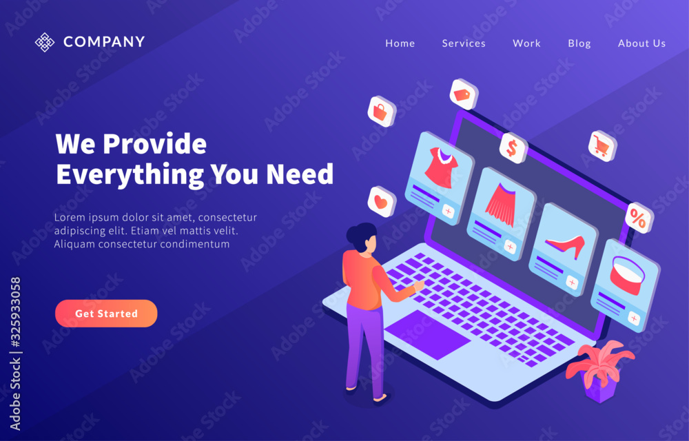 ecommerce business promotion with various product service for website template or landing homepage ecommerce business promotion with various product service for website template or landing homepage