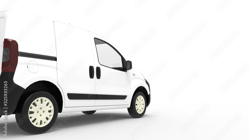 3D rendering of a computer generated model of a mini van isolated