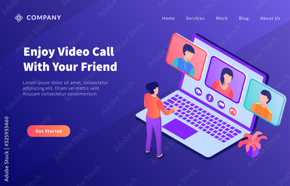 video call group team concept use laptop concept for website template or landing homepage video call group team concept use laptop concept for website template or landing homepage