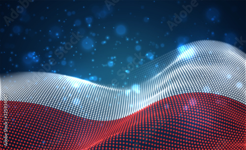 Vector bright glowing country flag of abstract dots. Poland
