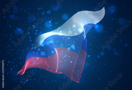 Vector bright glowing country flag of abstract dots. Russia