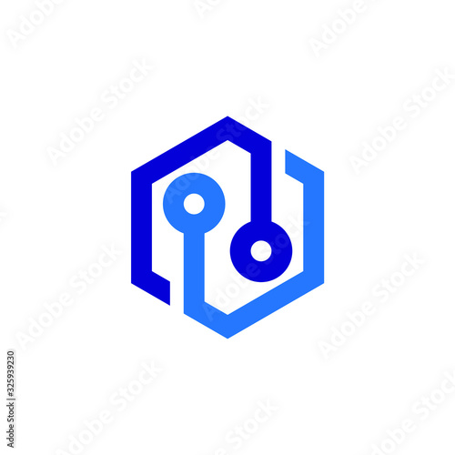 Technology - vector logo template for corporate identity. Hexagon technology logo. Network, internet tech concept illustration. Stock vector illustration
