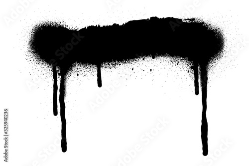 Spray Paint Vector Elements isolated on White Background. Set of  frame and black round ink stains, Lines and Drips Black ink splatters, Ink blots set, Street style.