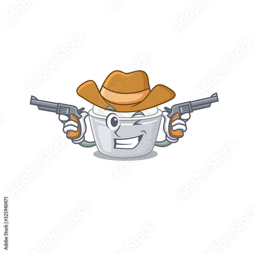 Sour cream Cowboy cartoon concept having guns