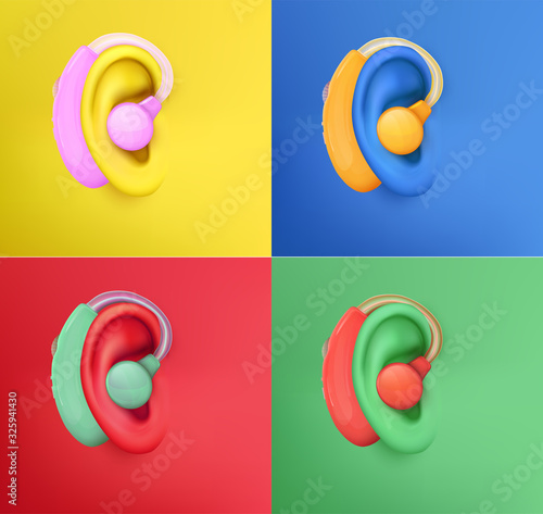 vector human ear. hearing treatment, plastic surgery, implantation