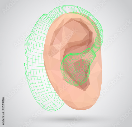 vector human ear. hearing treatment, plastic surgery, implantation