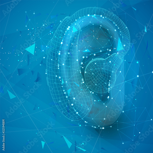 vector human ear. hearing treatment, plastic surgery, implantation