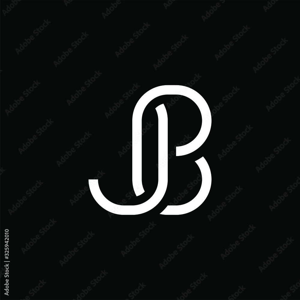 Initial letter JB logo template with feminine simple line art symbol in ...