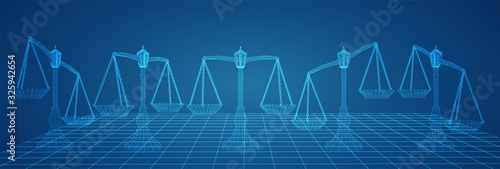 virtual 3d libra are on the table. vector background.