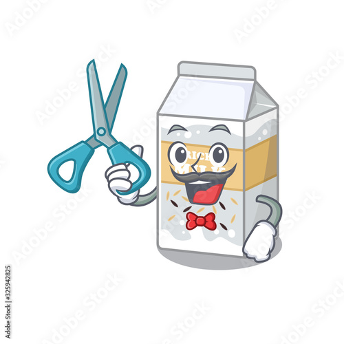 Cartoon character of Sporty Barber rice milk design style