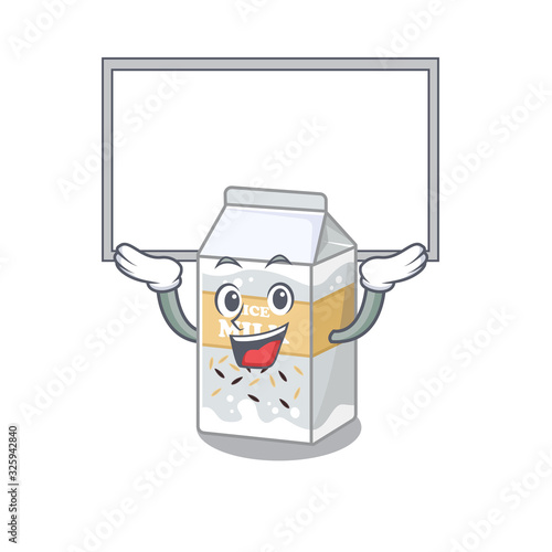 A rice milk mascot picture raised up board