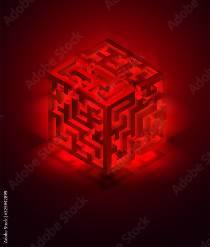 vector volumetric maze, search for solutions and yourself. mind games concept
