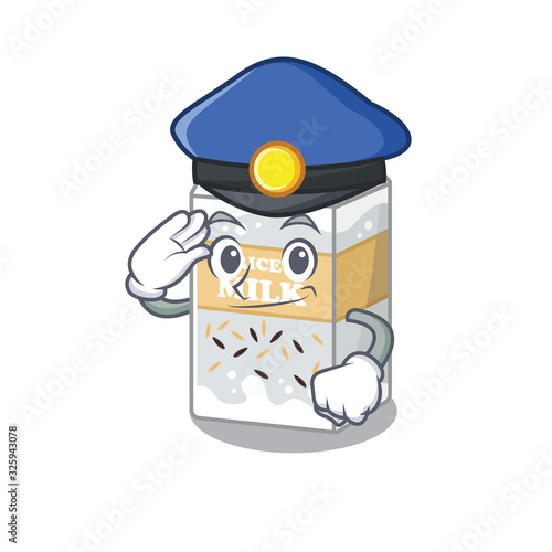A manly rice milk Cartoon concept working as a Police officer