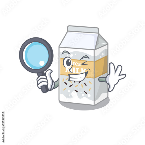 Elegant and Smart rice milk Detective cartoon design concept