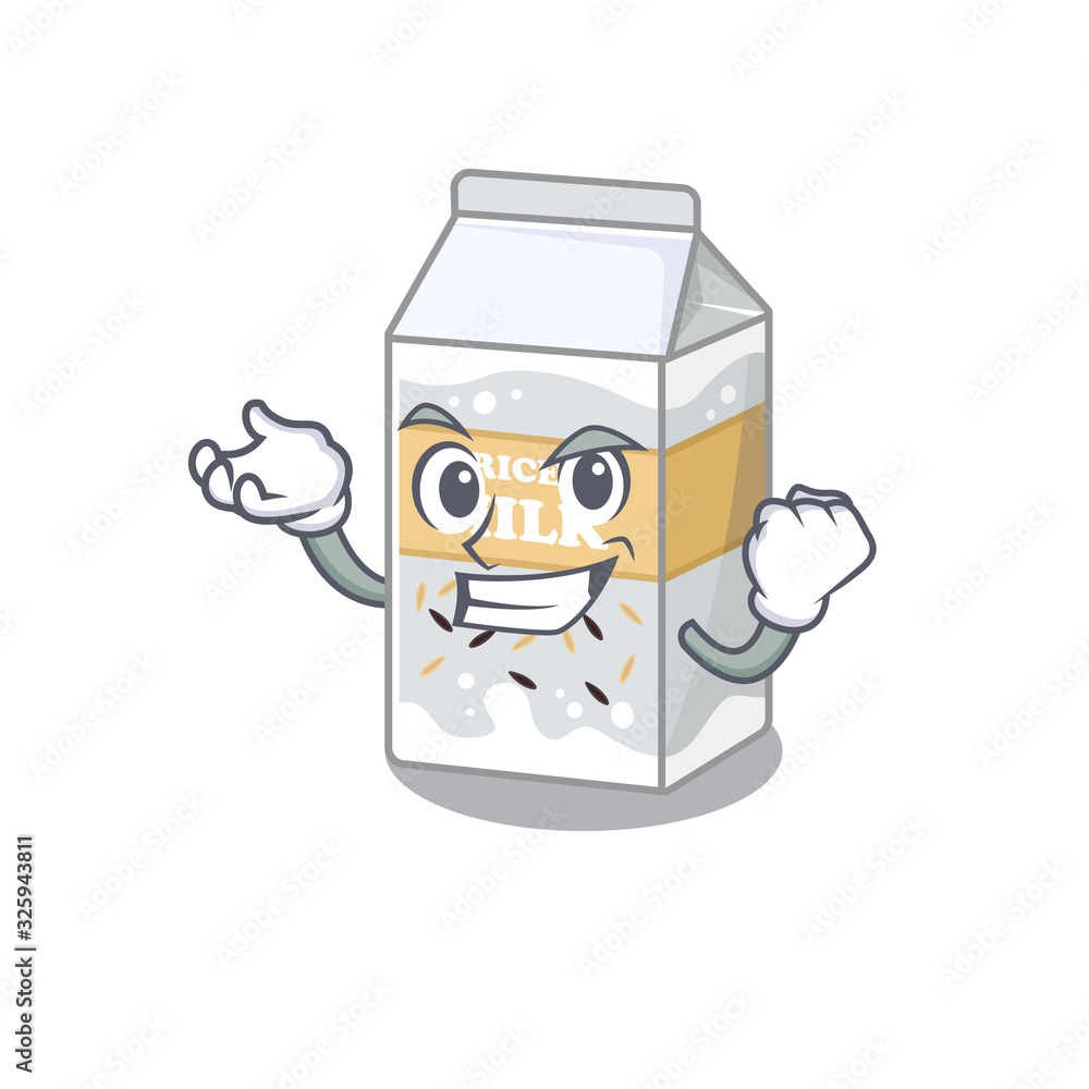 cool confident Successful rice milk cartoon character style
