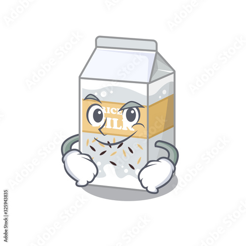 Cool rice milk mascot character with Smirking face