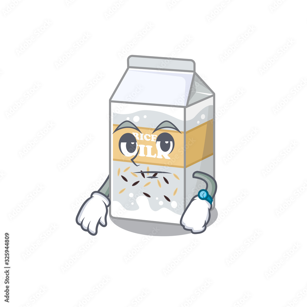 cartoon character design of Rice milk on a waiting gesture
