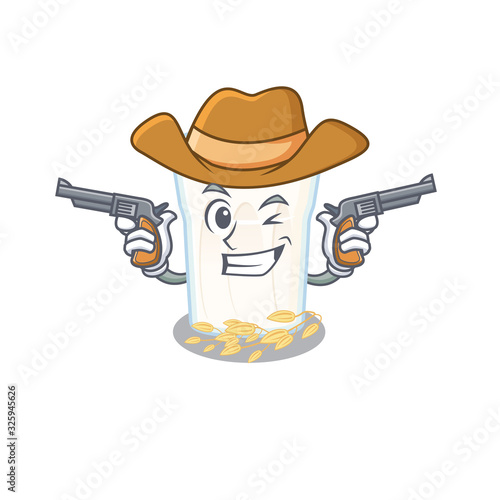 Oats milk Cowboy cartoon concept having guns