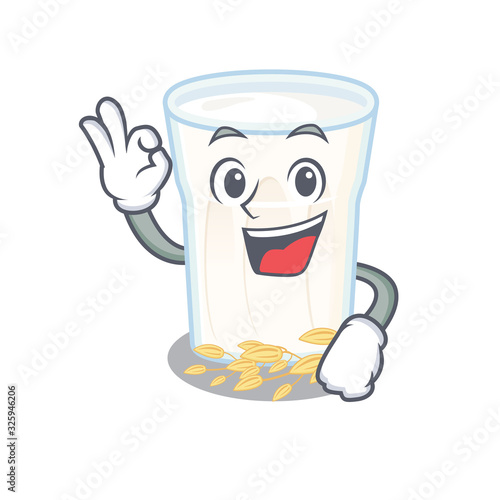 A funny picture of oats milk making an Okay gesture