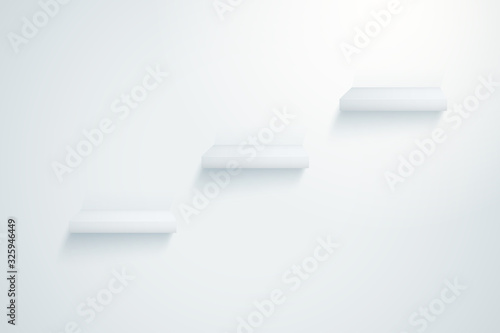 White Presentation podium steps on wall. Editable Background Vector illustration.