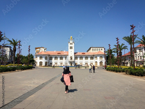 Rasht, Gilan, Iran 05 05 2019, Rasht Municipality Building in the city's central square in sunny day. photo