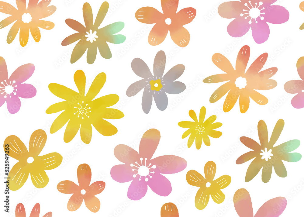 Seamless pattern of watercolor flowers Seamless pattern of watercolor flowers