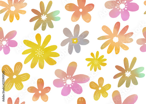 Seamless pattern of watercolor flowers
