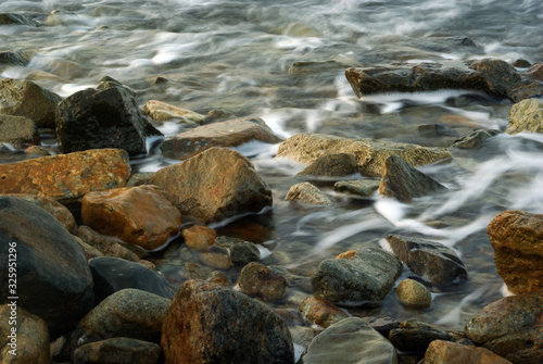 Turbulence sea water and rock at Coastline