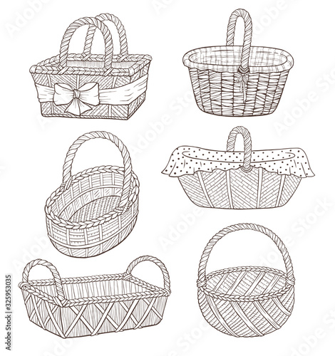 hand drawn basket vector illustration