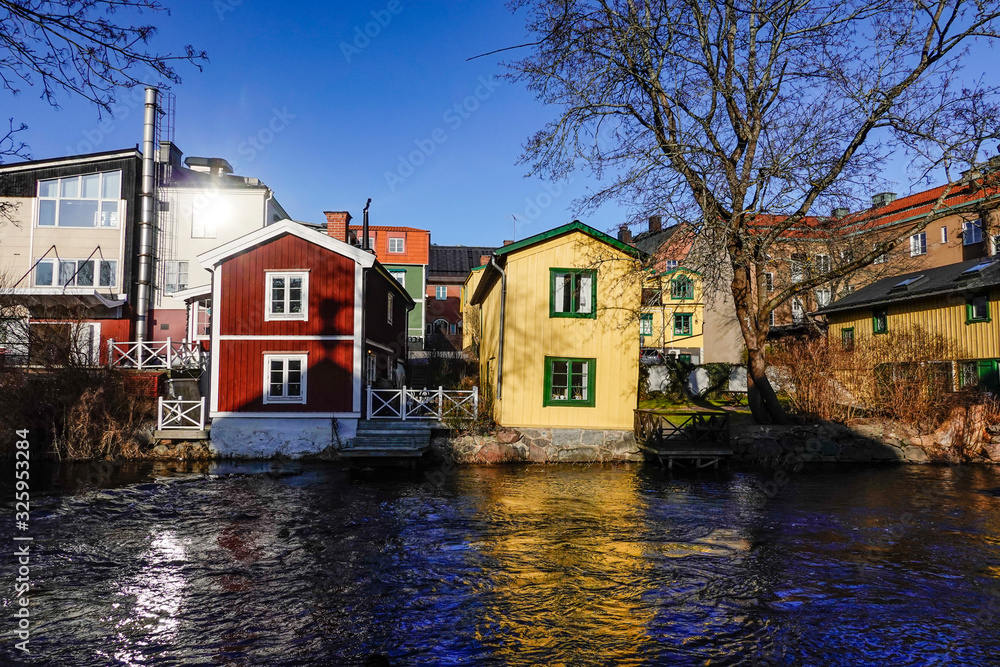 Norrtalje, Sweden Picturesque houses along the Norrtalje River.