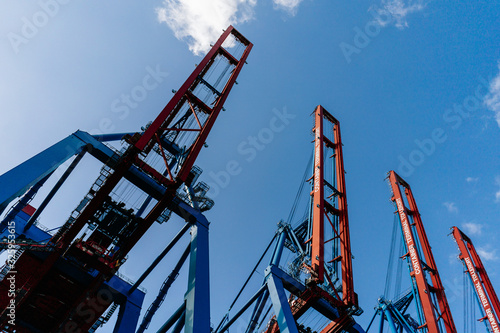 Cranes in the harbour of Hamburg, Germany