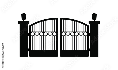 Gate or fence icon design isolated on white background. Vector illustration